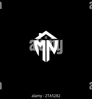 MN initials premium shield logo monogram with home designs modern templates Stock Vector