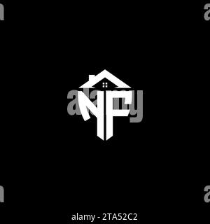 NF initials premium shield logo monogram with home designs modern templates Stock Vector