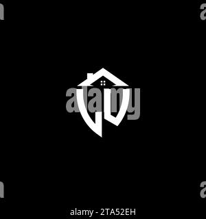 LU initials premium shield logo monogram with home designs modern templates Stock Vector