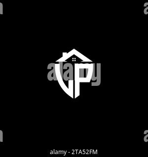 LP initials premium shield logo monogram with home designs modern templates Stock Vector