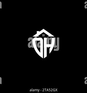 OH initials premium shield logo monogram with home designs modern templates Stock Vector