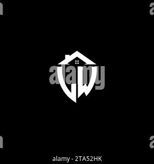LW initials premium shield logo monogram with home designs modern templates Stock Vector