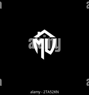MU initials premium shield logo monogram with home designs modern templates Stock Vector