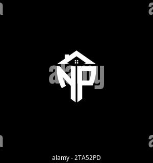 NP initials premium shield logo monogram with home designs modern templates Stock Vector