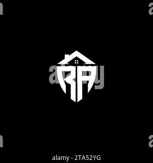 RA initials premium shield logo monogram with home designs modern templates Stock Vector