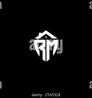 RM initials premium shield logo monogram with home designs modern templates Stock Vector
