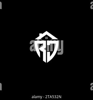 RJ initials premium shield logo monogram with home designs modern templates Stock Vector