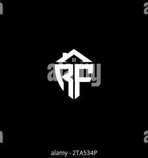 RF initials premium shield logo monogram with home designs modern templates Stock Vector