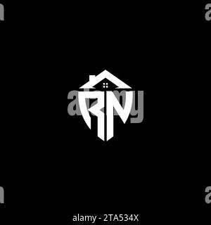 RN initials premium shield logo monogram with home designs modern templates Stock Vector