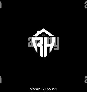 RH initials premium shield logo monogram with home designs modern templates Stock Vector