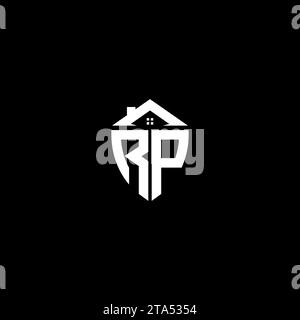 RP initials premium shield logo monogram with home designs modern templates Stock Vector