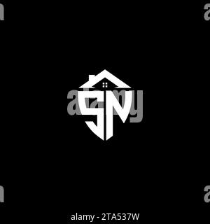 SN initials premium shield logo monogram with home designs modern templates Stock Vector