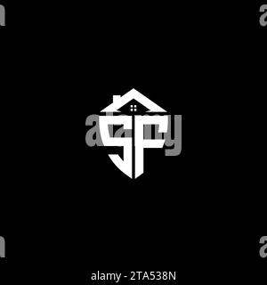 SF initials premium shield logo monogram with home designs modern templates Stock Vector