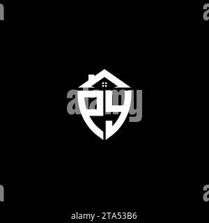 PY initials premium shield logo monogram with home designs modern templates Stock Vector