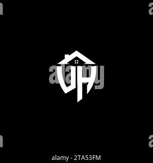 UH initials premium shield logo monogram with home designs modern templates Stock Vector