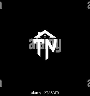 TN initials premium shield logo monogram with home designs modern templates Stock Vector