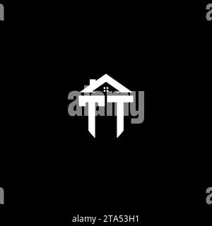 TT initials premium shield logo monogram with home designs modern templates Stock Vector