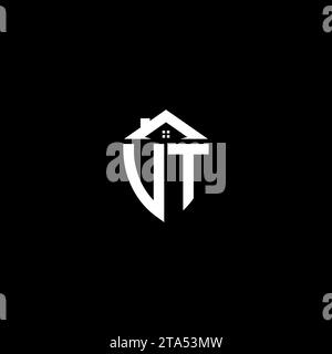 VT initials premium shield logo monogram with home designs modern templates Stock Vector
