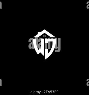 WJ initials premium shield logo monogram with home designs modern templates Stock Vector