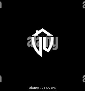 VU initials premium shield logo monogram with home designs modern templates Stock Vector