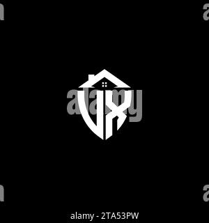 VX initials premium shield logo monogram with home designs modern templates Stock Vector