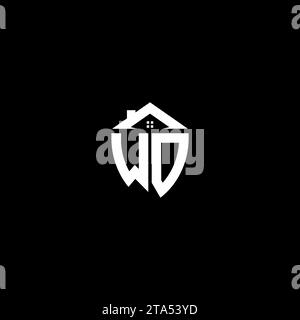 WO initials premium shield logo monogram with home designs modern templates Stock Vector