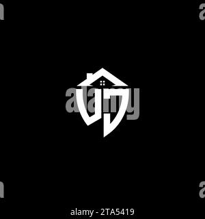 UJ initials premium shield logo monogram with home designs modern templates Stock Vector