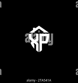 XP initials premium shield logo monogram with home designs modern templates Stock Vector