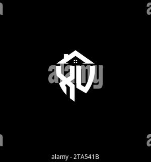 XU initials premium shield logo monogram with home designs modern templates Stock Vector