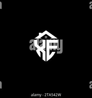 XE initials premium shield logo monogram with home designs modern templates Stock Vector