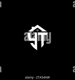 YT initials premium shield logo monogram with home designs modern templates Stock Vector