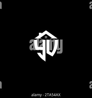 YU initials premium shield logo monogram with home designs modern templates Stock Vector