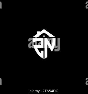 ZN initials premium shield logo monogram with home designs modern templates Stock Vector