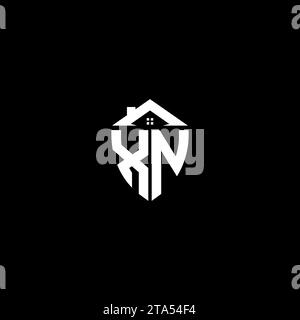 XN initials premium shield logo monogram with home designs modern templates Stock Vector