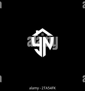 YN initials premium shield logo monogram with home designs modern templates Stock Vector