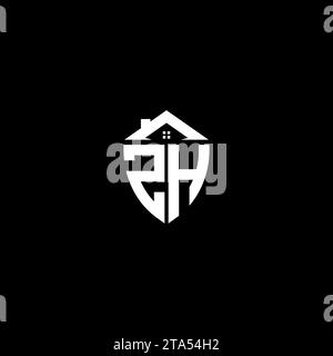 ZH initials premium shield logo monogram with home designs modern templates Stock Vector