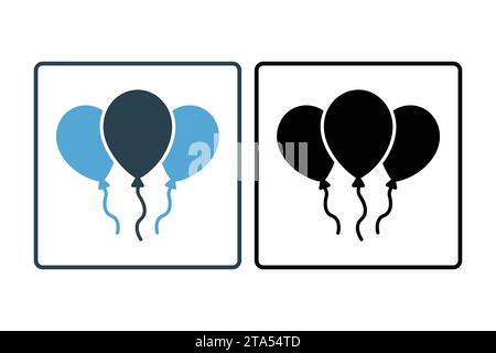 balloons icon. icon related to party. solid icon style. simple vector design editable Stock Vector
