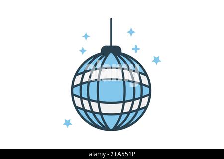 disco ball icon. icon related to party. flat line icon style. simple vector design editable Stock Vector