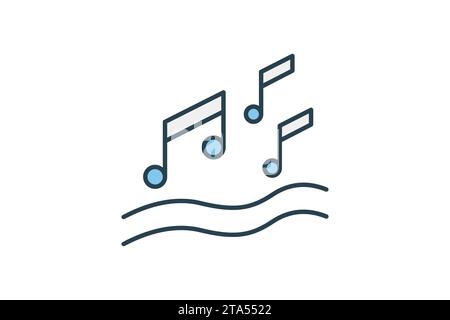 music note icon. icon related to party. flat line icon style. simple vector design editable Stock Vector
