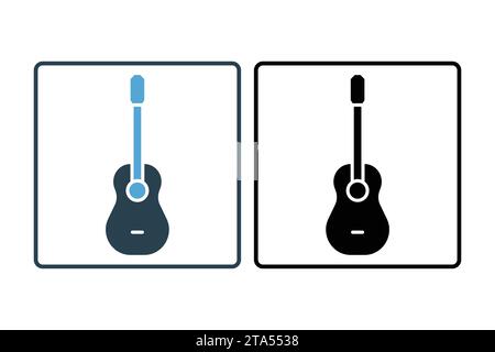 guitar icon. icon related to music, party. solid icon style. simple vector design editable Stock Vector