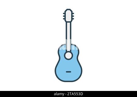 guitar icon. icon related to music, party. flat line icon style. simple vector design editable Stock Vector