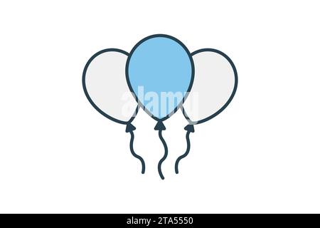 balloons icon. icon related to party. flat line icon style. simple vector design editable Stock Vector