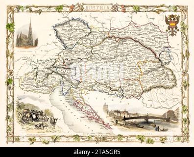 Old map of Austria. By Rapkin and Kernot, publ. In London, 1851 Stock Photo