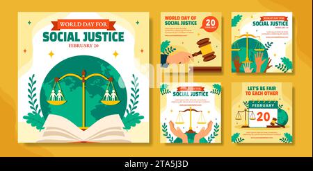 Social Justice Day Social Media Post Flat Cartoon Hand Drawn Templates ...