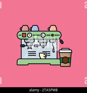 Professional Italian Espresso machine vector illustration for Barista Day on March 1 Stock Vector