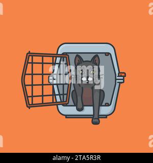 Curious cat leaving transport box vector illustration for International Cat Rescue Day on March 2nd Stock Vector
