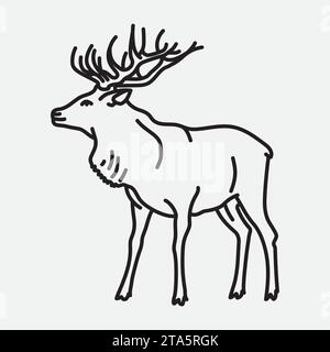 Adult stag vector line icon for World Wildlife Day on March 3rd Stock Vector