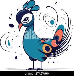 Cartoon funny peacock on white background Stock Vector Image & Art - Alamy