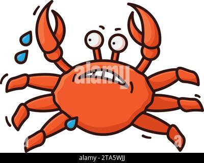 Crab crawling away in fear cartoon isolated vector illustration for Crab Meat Day on March 9 Stock Vector