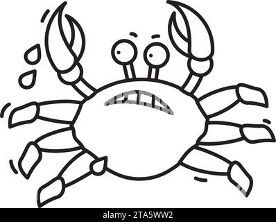 Crab running in fear cartoon vector löine icon for Crab Meat Day on March 9 Stock Vector
